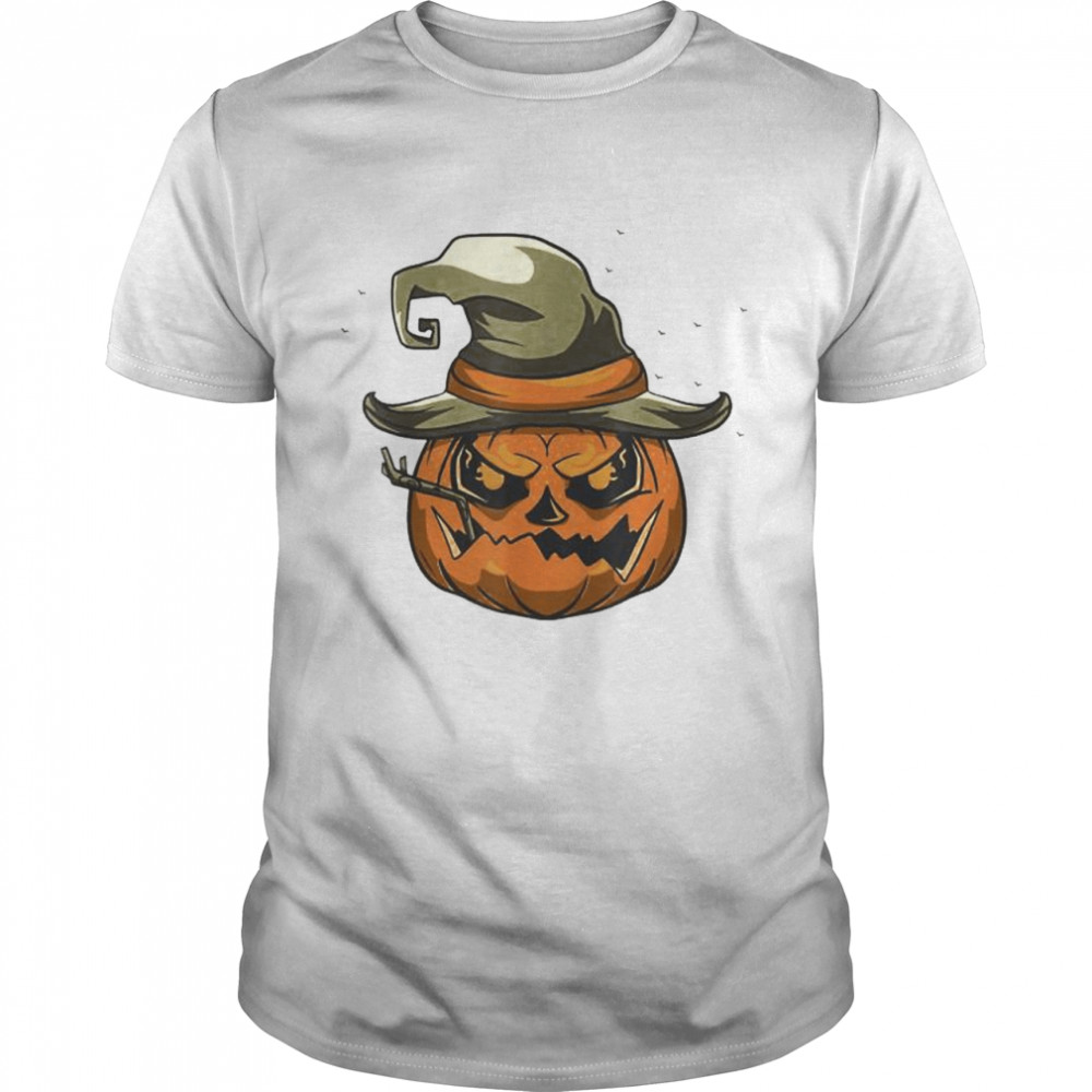 Halloween Scary Pumpkin Face Witch Hat shirt