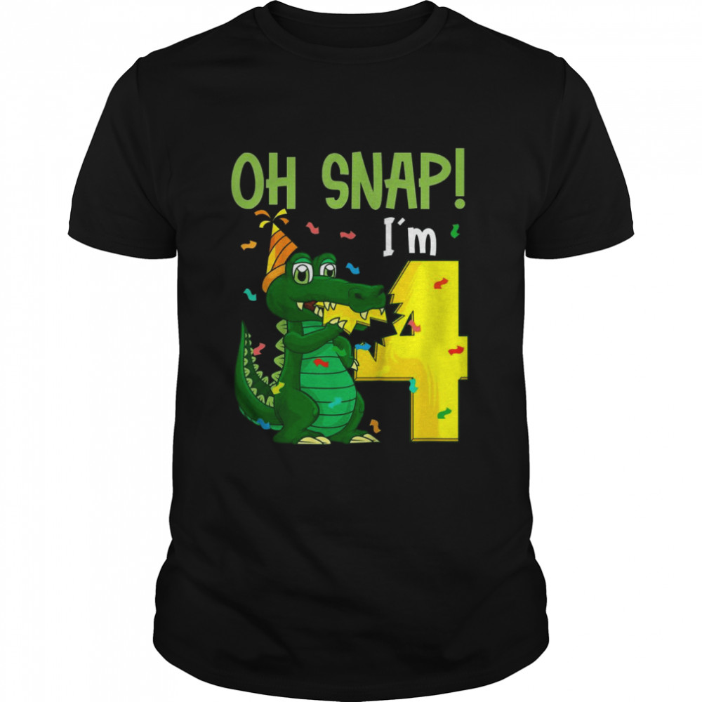 Kids Oh Snap I’m 4 Crocodile 4th Birthday Alligator Shirt
