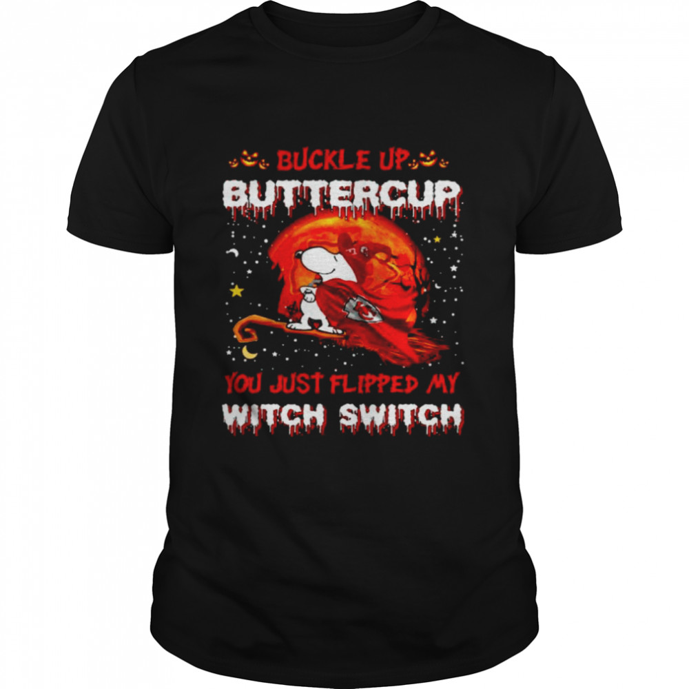 Snoopy Chiefs buckle up buttercup you just flipped Halloween shirt