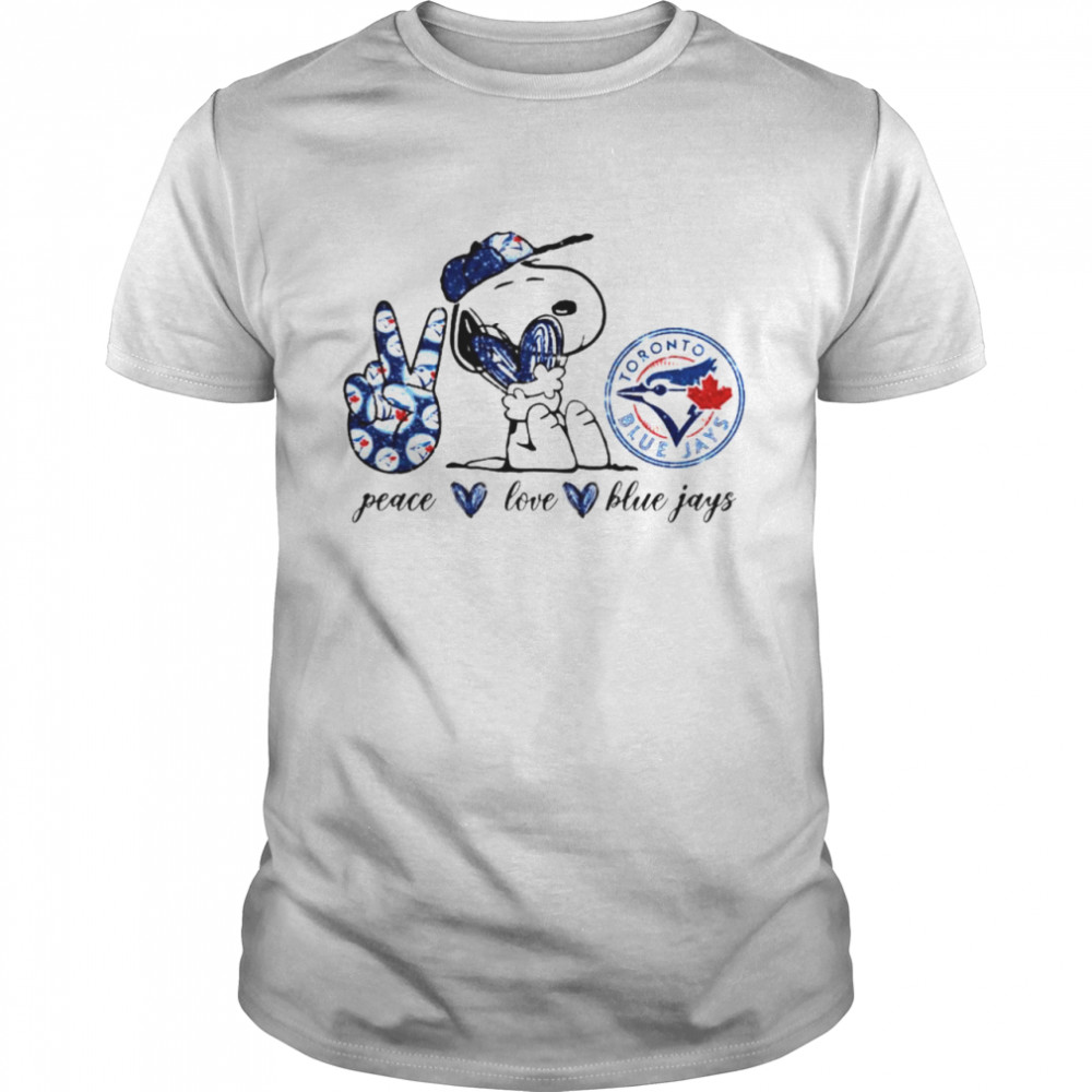 Snoopy peace love Toronto Blue Jays shirt