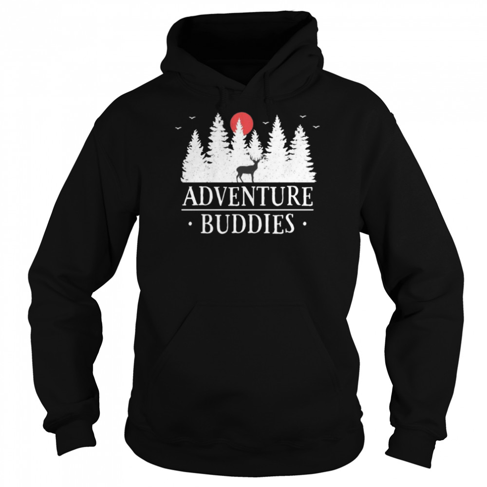Adventure Buddies Deer Hiking Vintage Retro T-shirt Unisex Hoodie