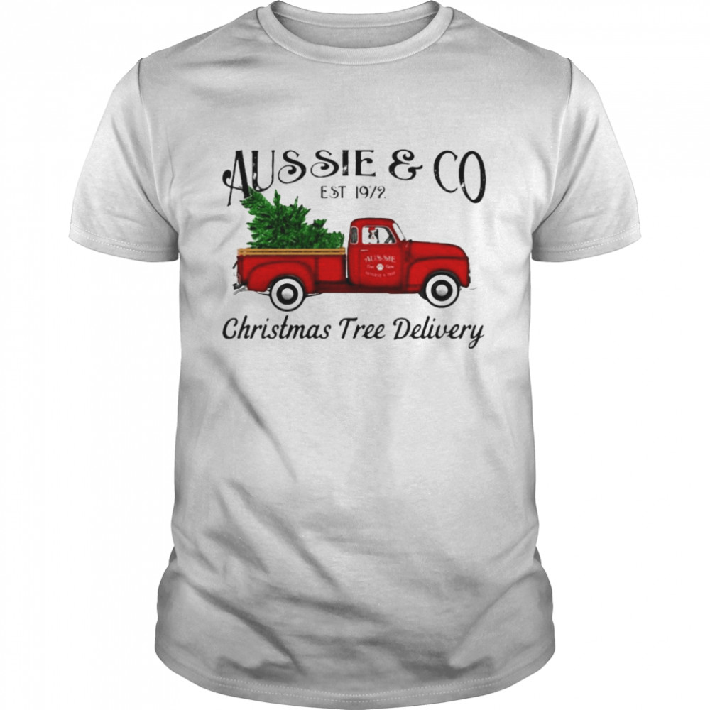 Aussie Australian Shepherd Dog Christmas Tree Antique Truck T-shirt