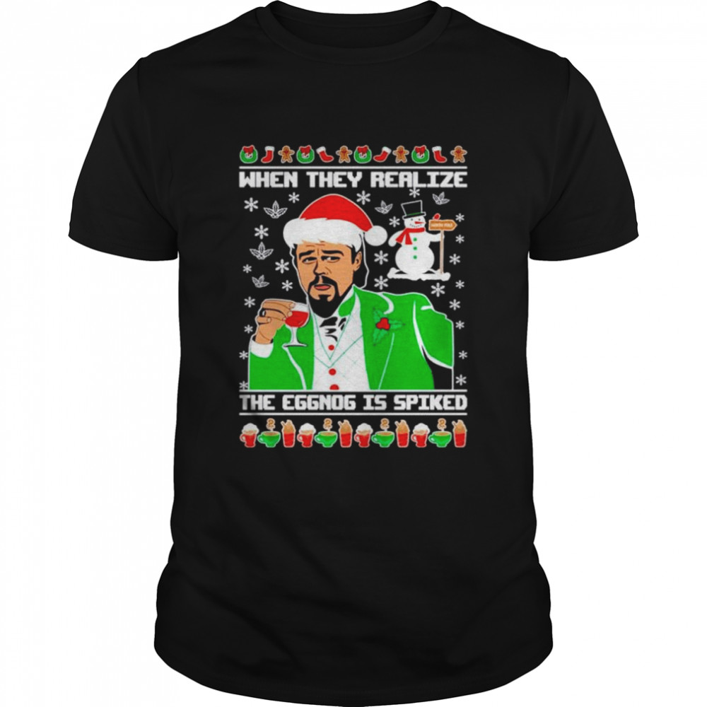 Leonardo drink wine when they realize Christmas shirt