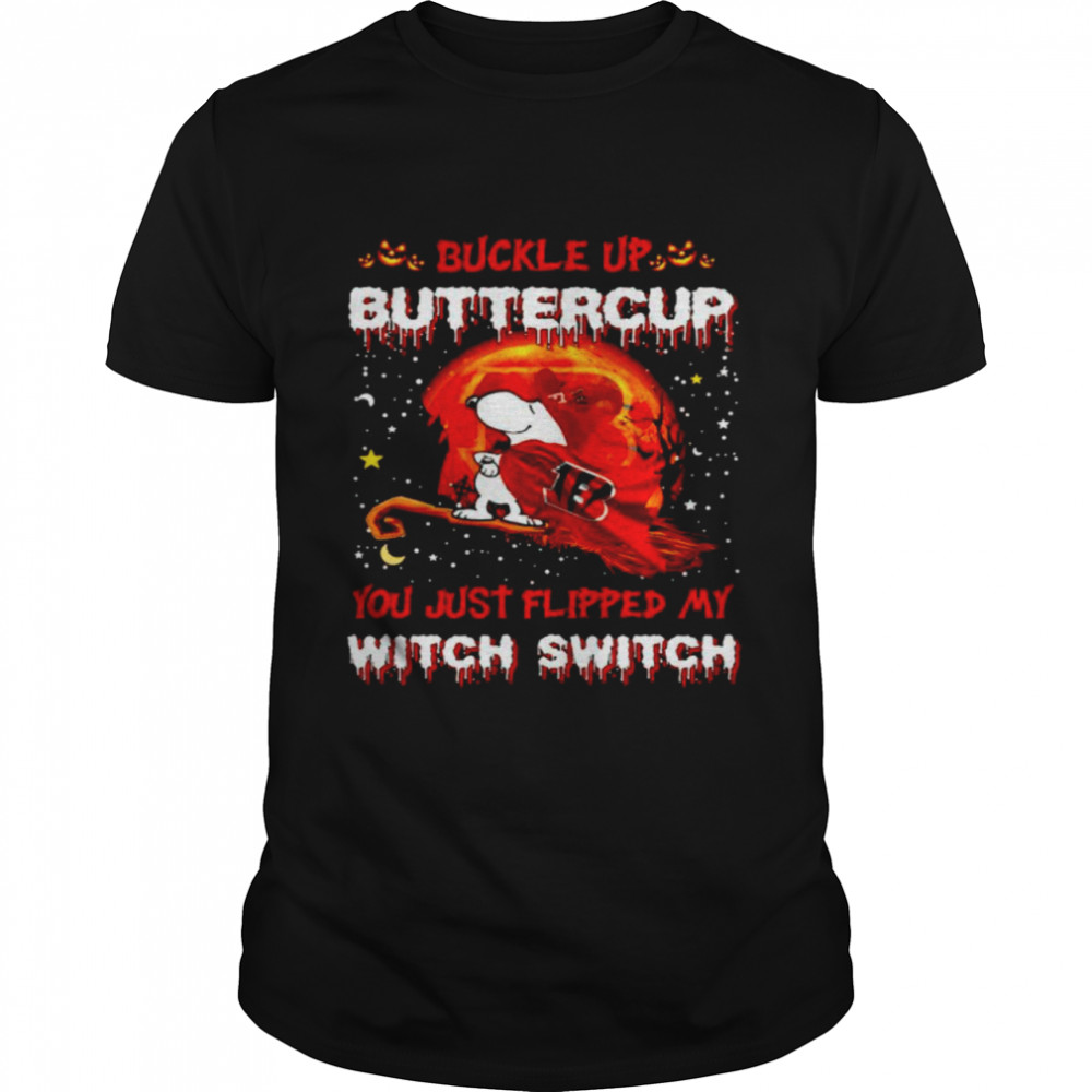 Snoopy Bengals buckle up buttercup you just flipped Halloween shirt