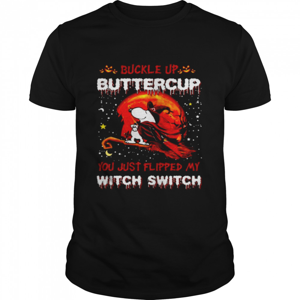 Snoopy Cardinals buckle up buttercup you just flipped Halloween shirt