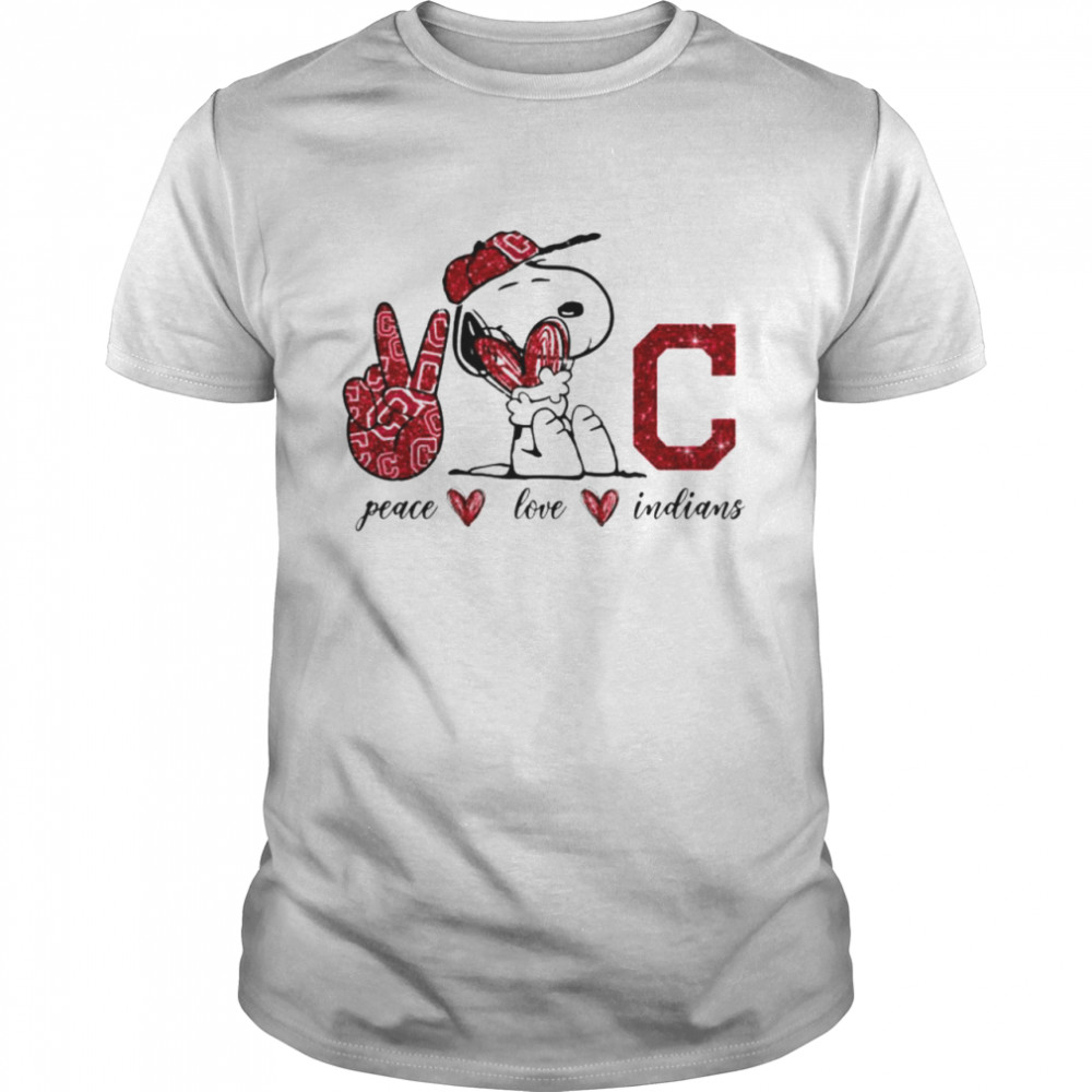 Snoopy peace love Cleveland Indians shirt