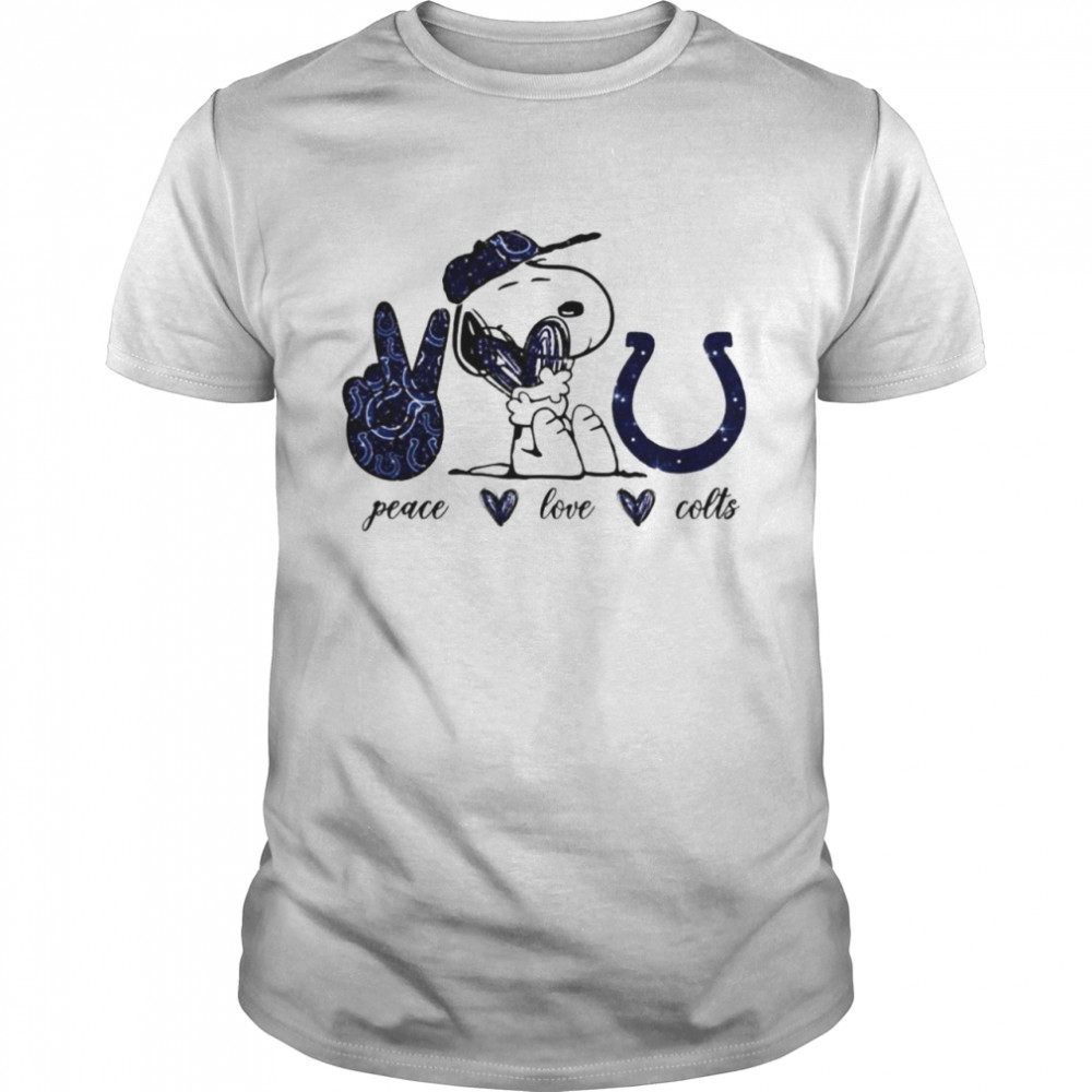 Snoopy peace love Indianapolis Colts shirt