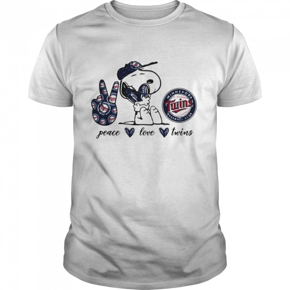 Snoopy peace love Minnesota Twins shirt