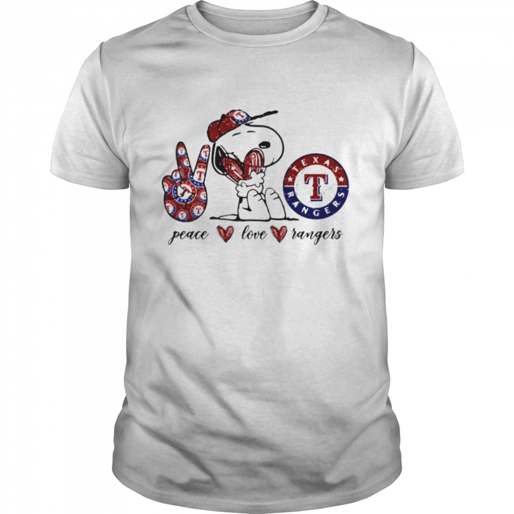 Snoopy peace love Texas Rangers shirt