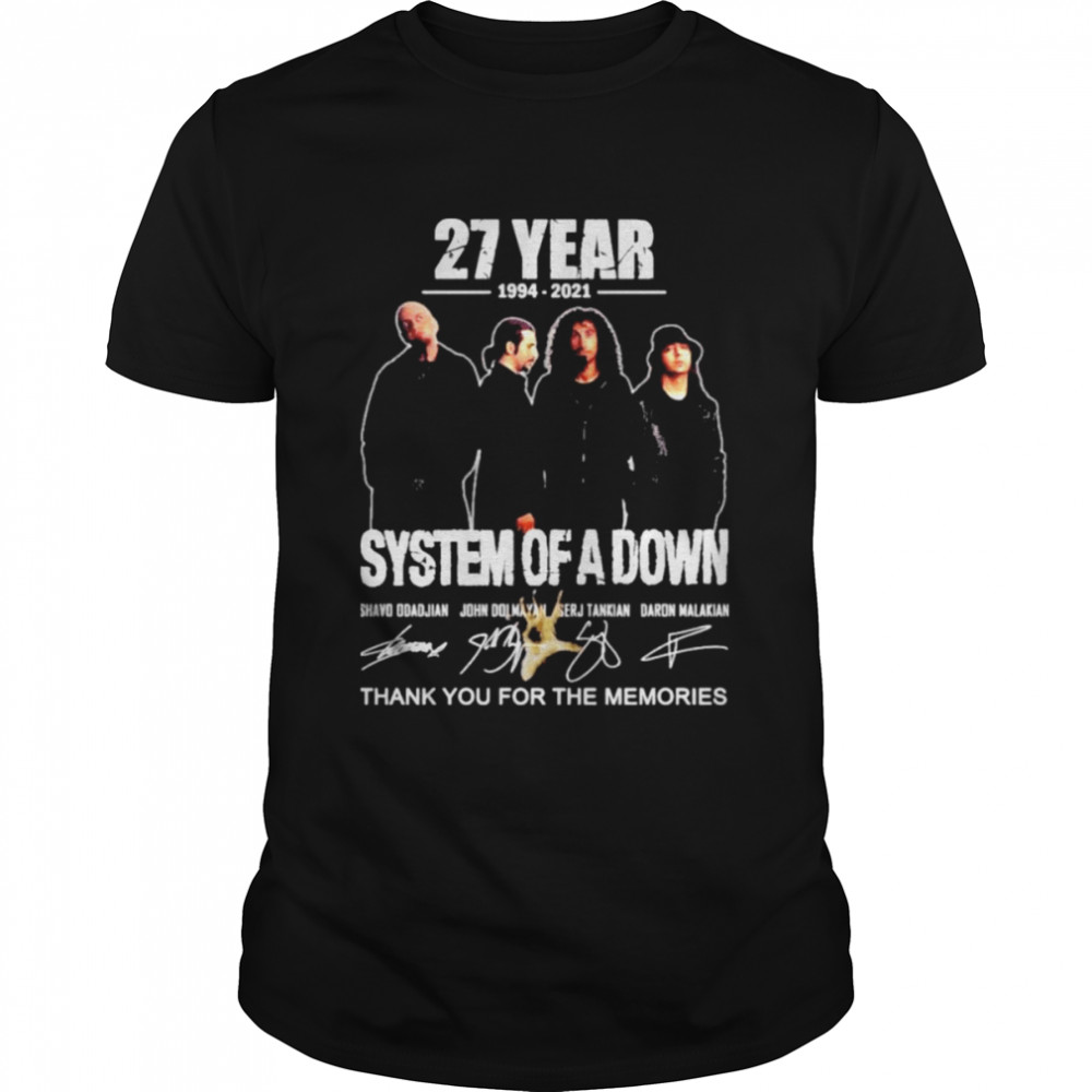 System of a Down 27 years 1994 2021 thank you for the memories signatures shirt