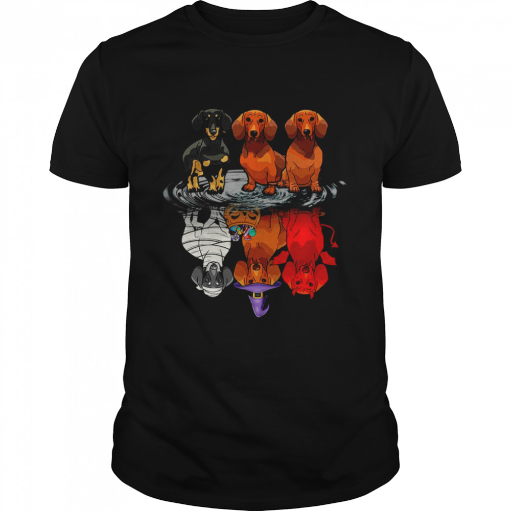 Dachshund Water Reflective Happy Halloween Shirt