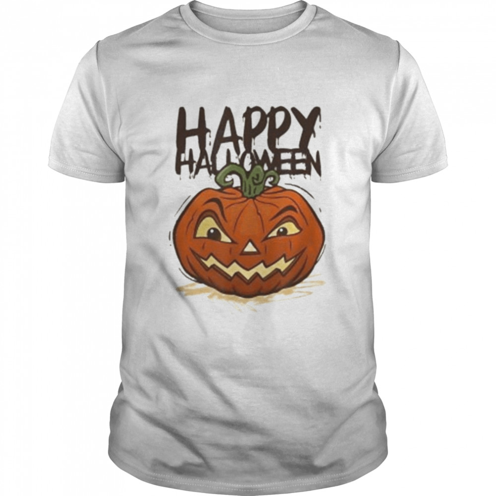 Happy Halloween Scary Pumpkin Face Tee Shirt