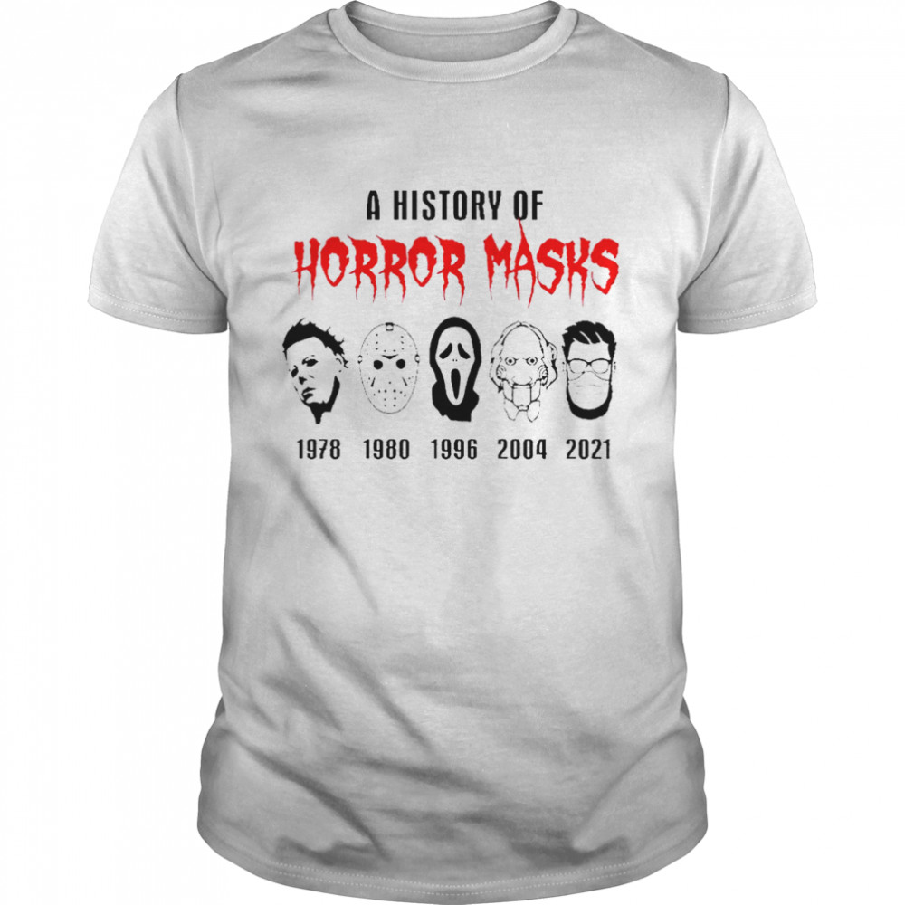 A history of Horror Masks 2021 Halloween bleach shirt