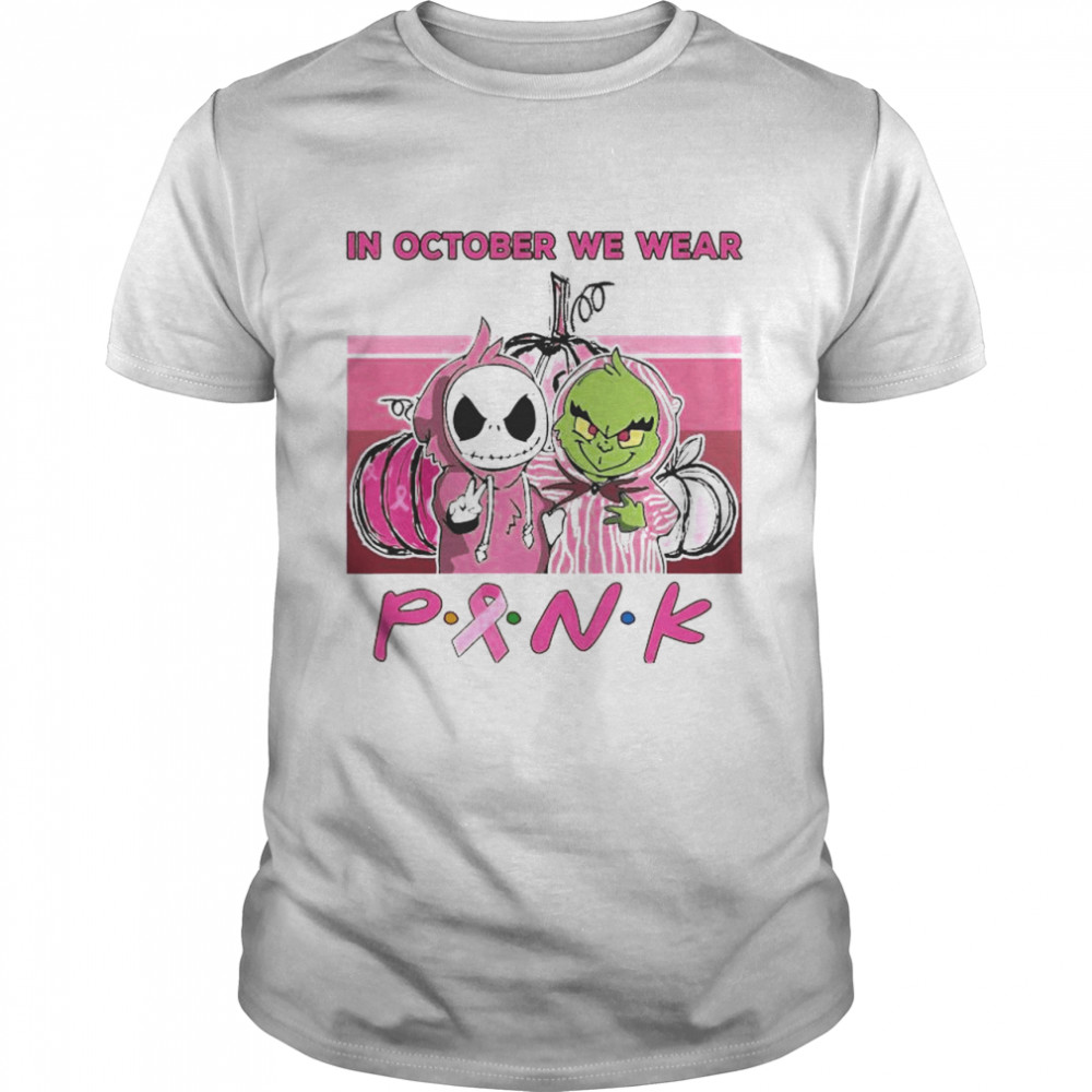 Baby Jack Skellington and Baby Grinch in october we wear Pink vintage shirt