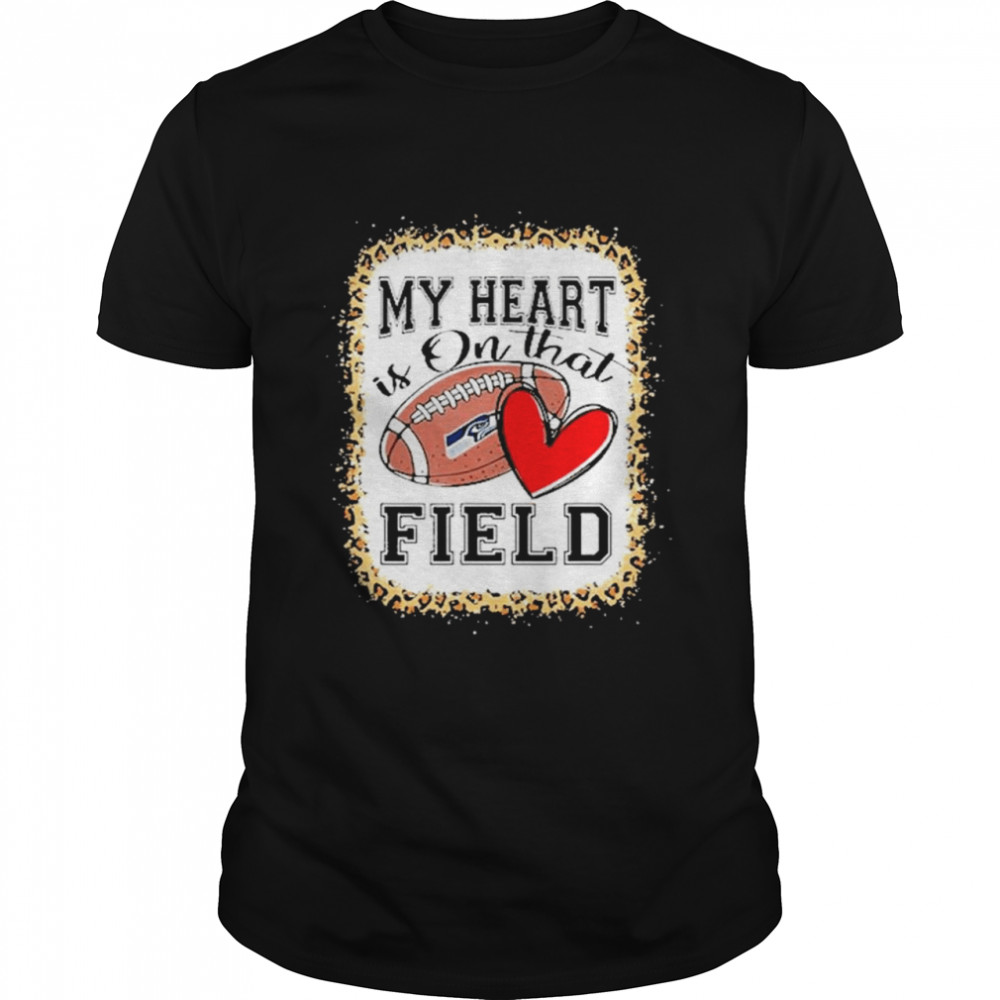 Seattle Seahawks Bleached My Heart Is On That Field Football Mom Leopard Shirt