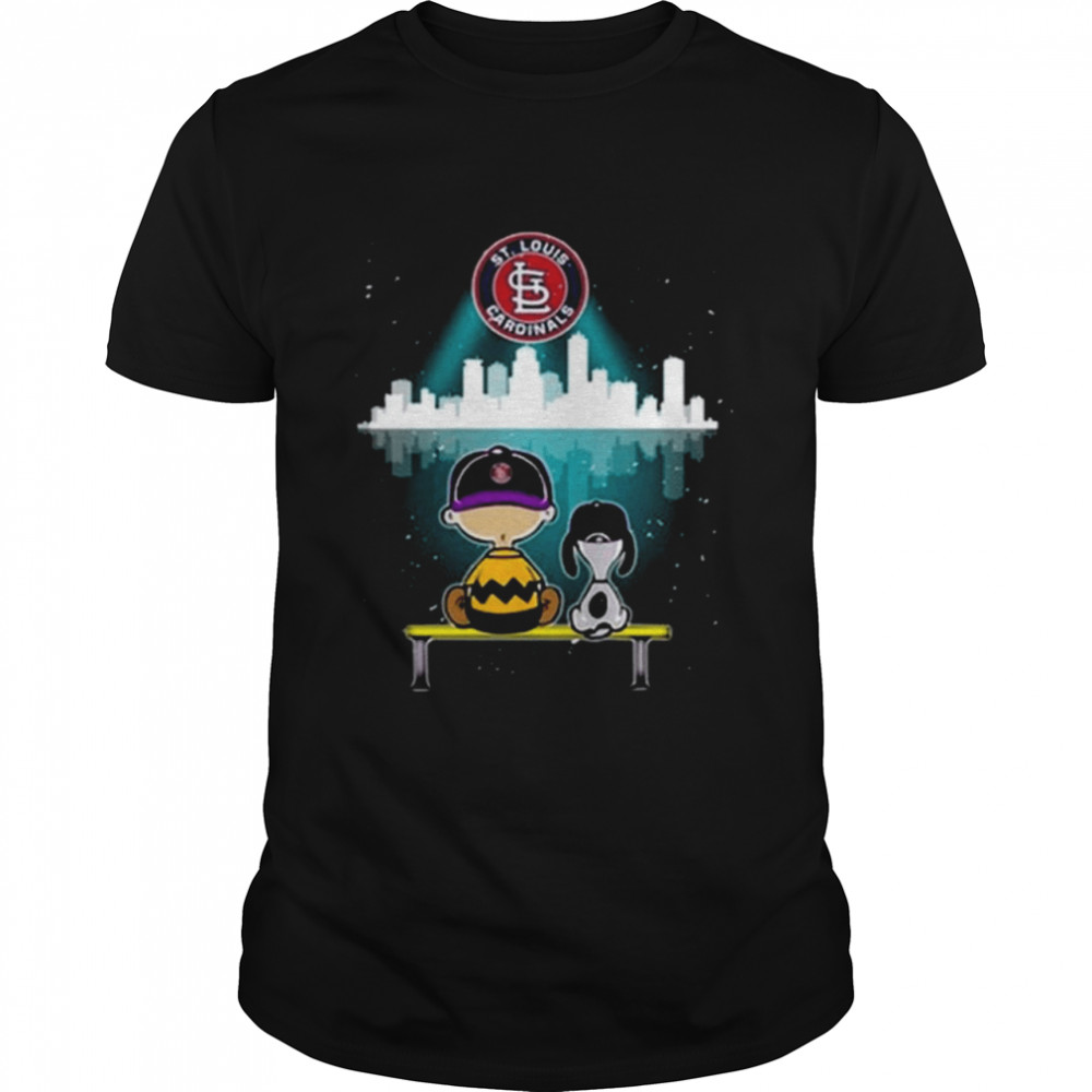 St Louis Cardinals Baseball 2021 Charlie Brown And Snoopy Watching City Shirt