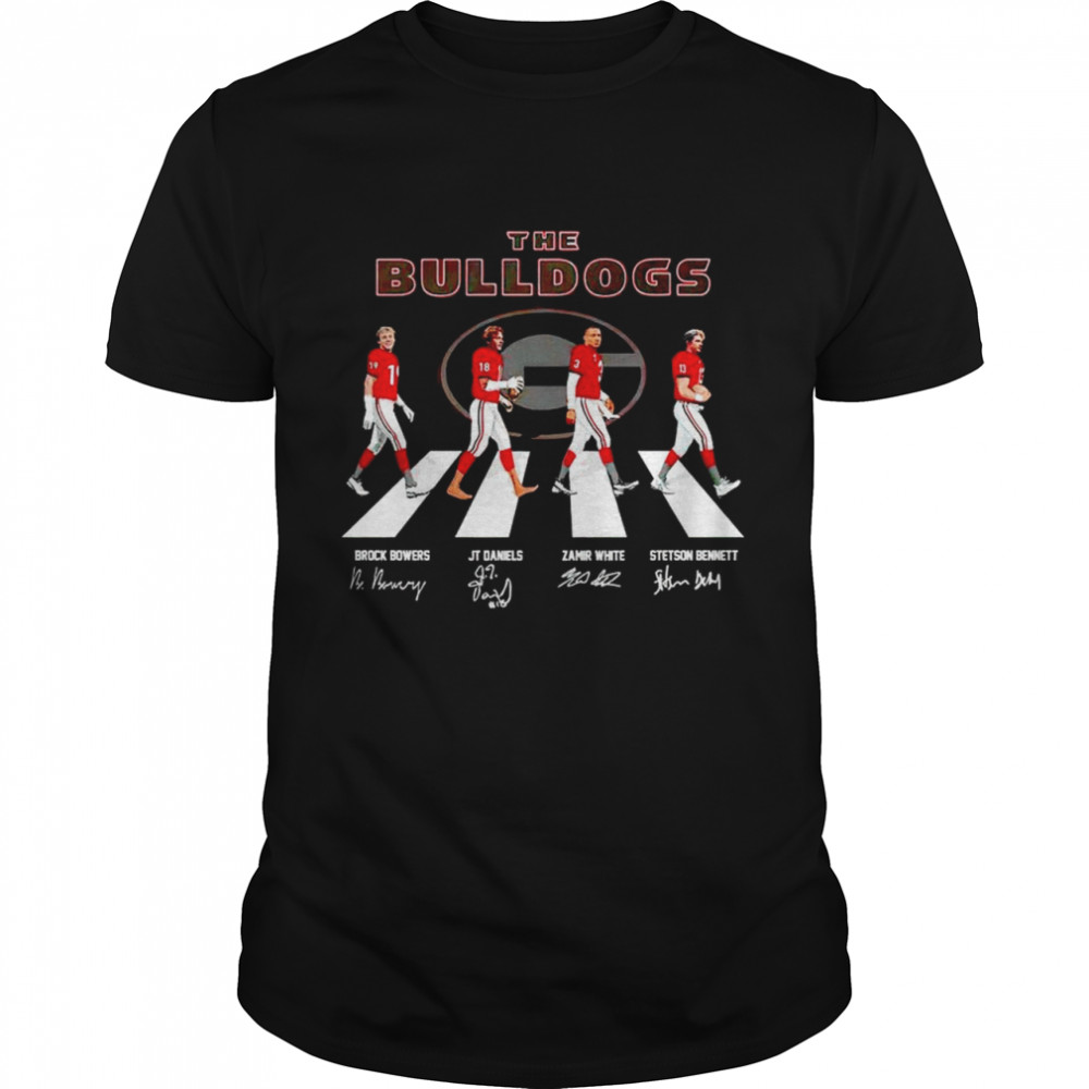 The Bulldogs Brock Bowers Jt Daniels Zamir White Stetson Bennett signatures Abbey Road shirt