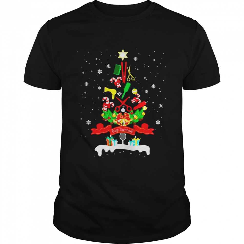 Hair Stylist Merry Christmas Tree Costume Hairdresser T-shirt