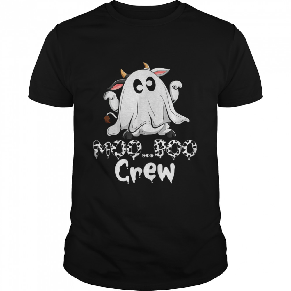 Moo Boo Crew Halloween Costume Boo Ghost Cow Farmer 2021 T-Shirt