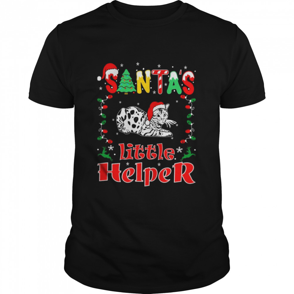 Santas Little Helper Bengal Cat Pets Christmas Shirt