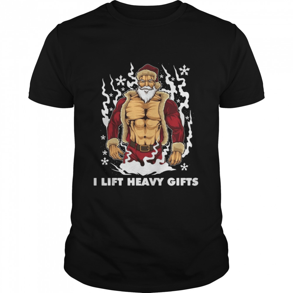 I Lift Heavy Lustiger Bodybuilder Weihnachtsmann Fitness Shirt