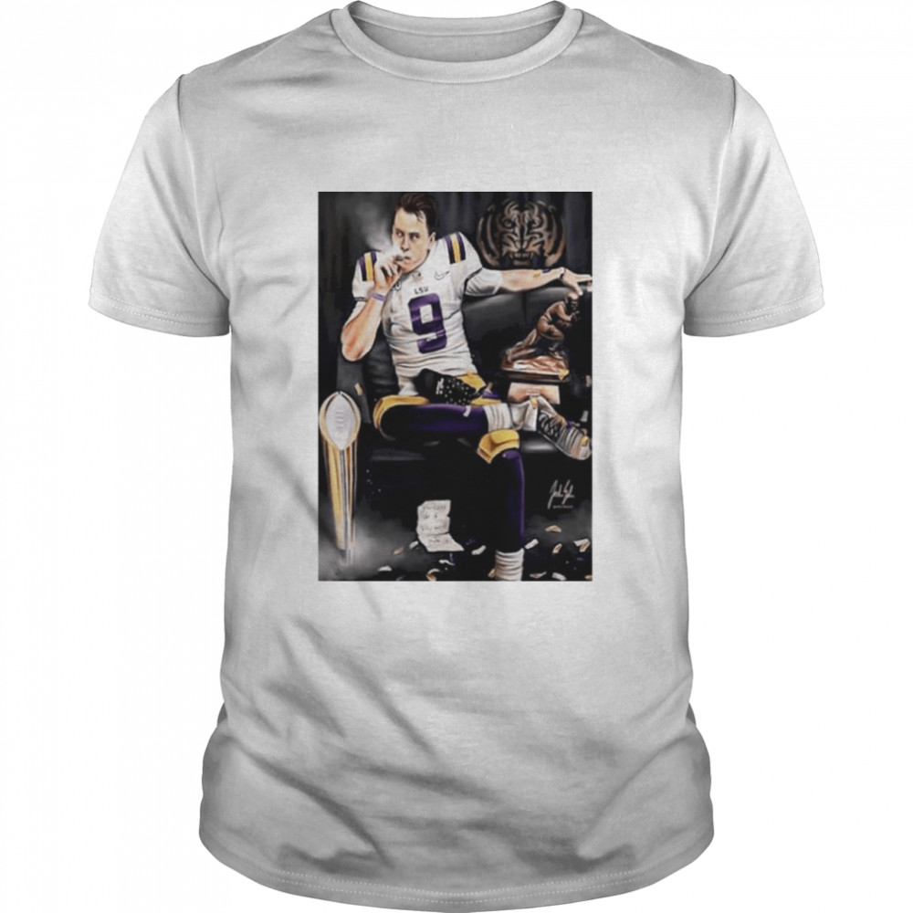 Joe Burrow smoking Cigars Canvas LSU shirt