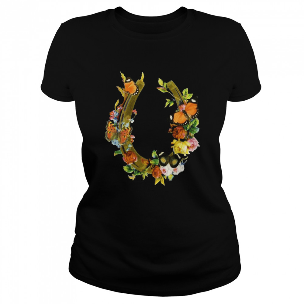 Trendy Floral Butterflies Horseshoe  Classic Women's T-shirt