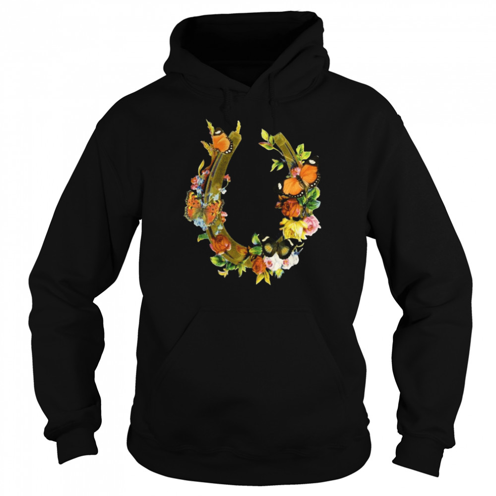 Trendy Floral Butterflies Horseshoe  Unisex Hoodie