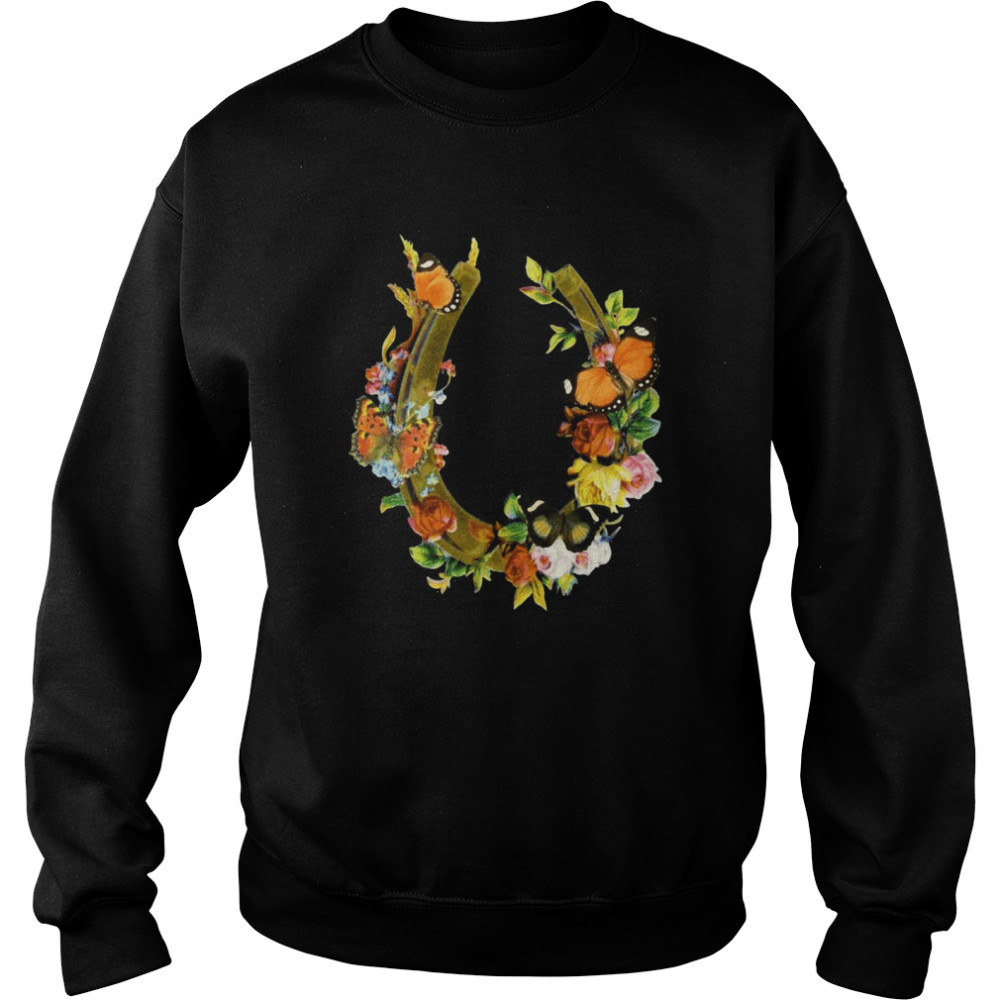 Trendy Floral Butterflies Horseshoe  Unisex Sweatshirt