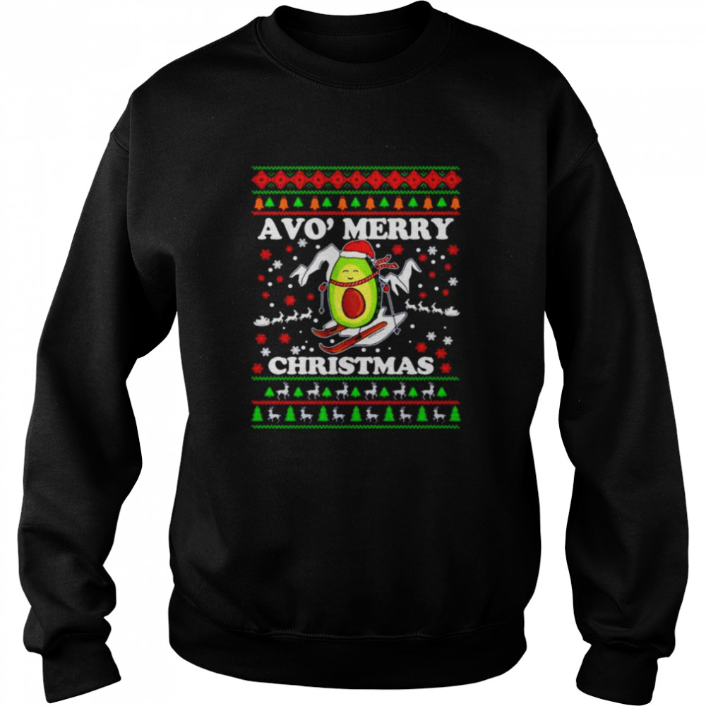 avocado Snow slide merry Christmas shirt Unisex Sweatshirt