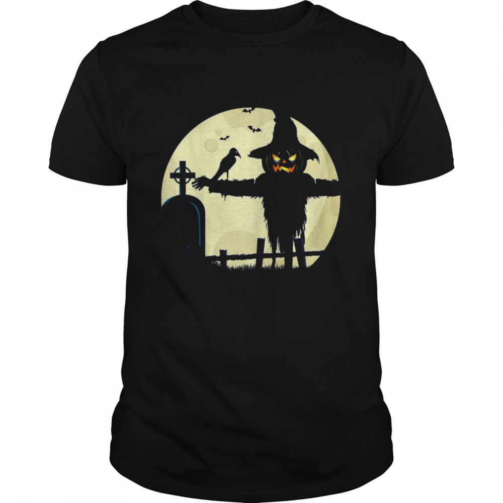 Halloween Scarecrow Pumpkin Spooky Costume Design Shirt