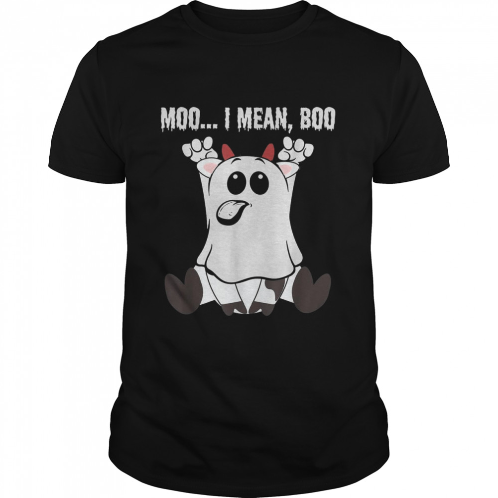 Moo I Mean Boo Halloween Ghost Cow Shirt