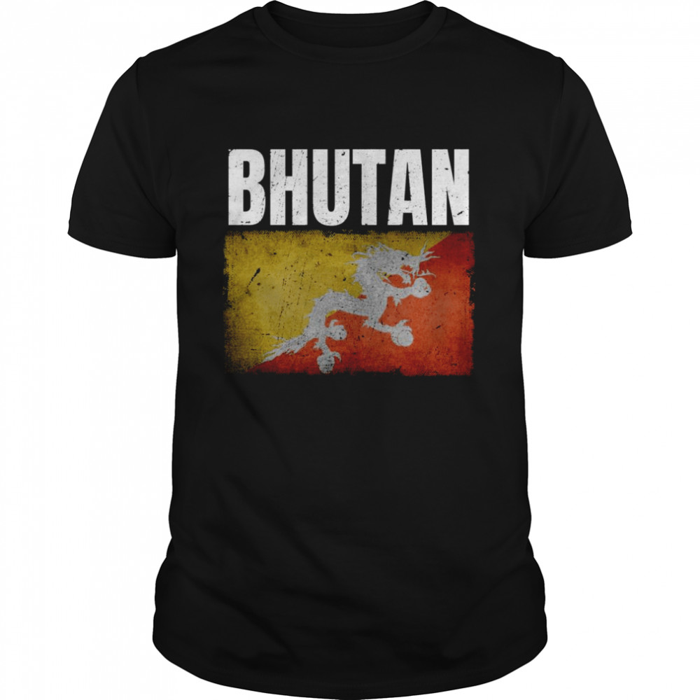 Distressed Bhutan Flag Bhutanese Shirt