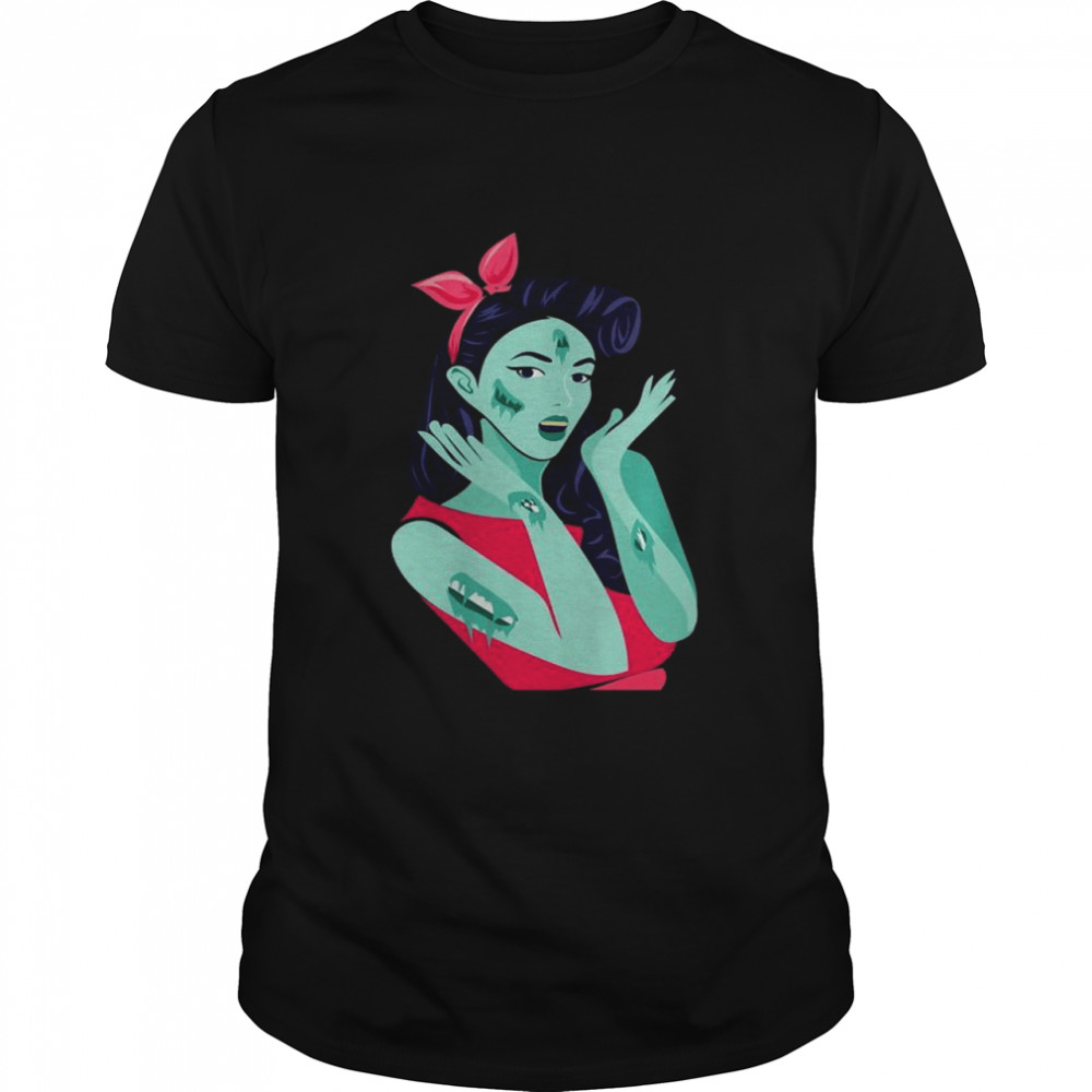 Spooky And Cool Halloween Shirt Zombie Pin Up Design Shirt