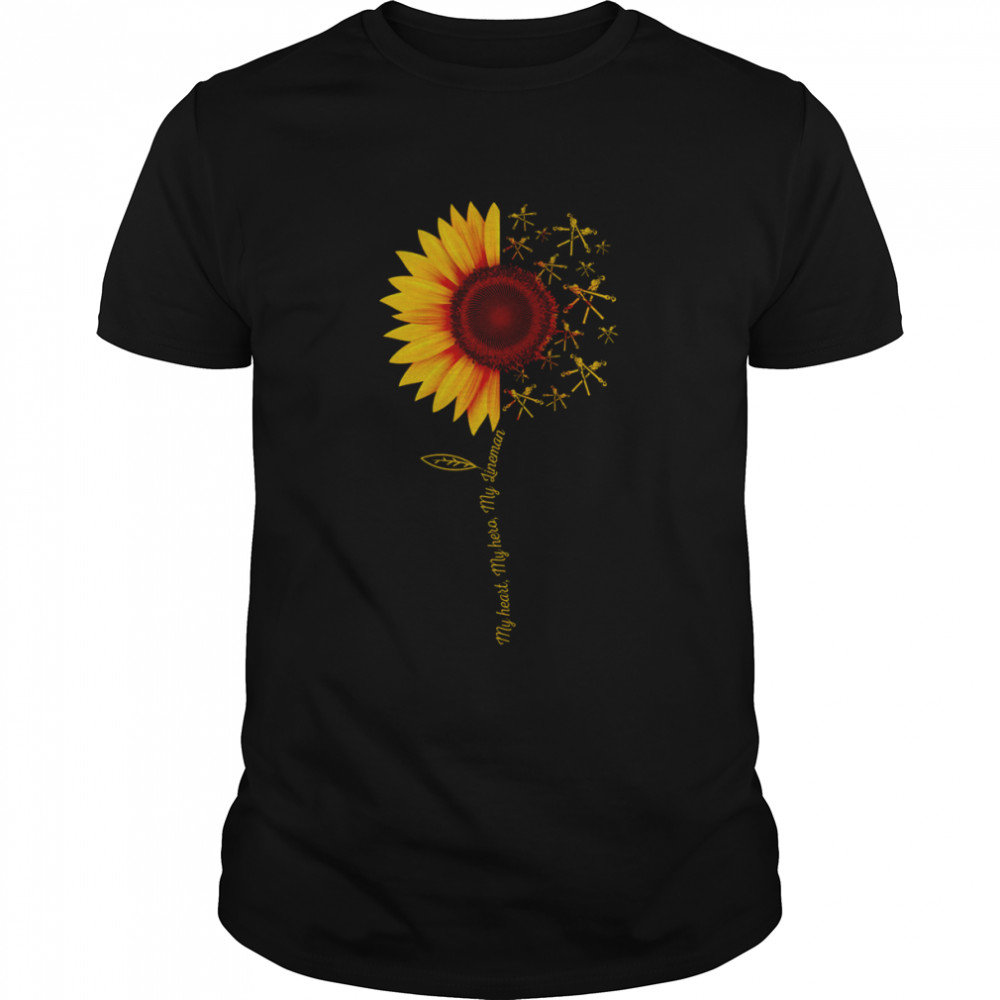 Sunflower My Heart My Hero My Lineman Shirt