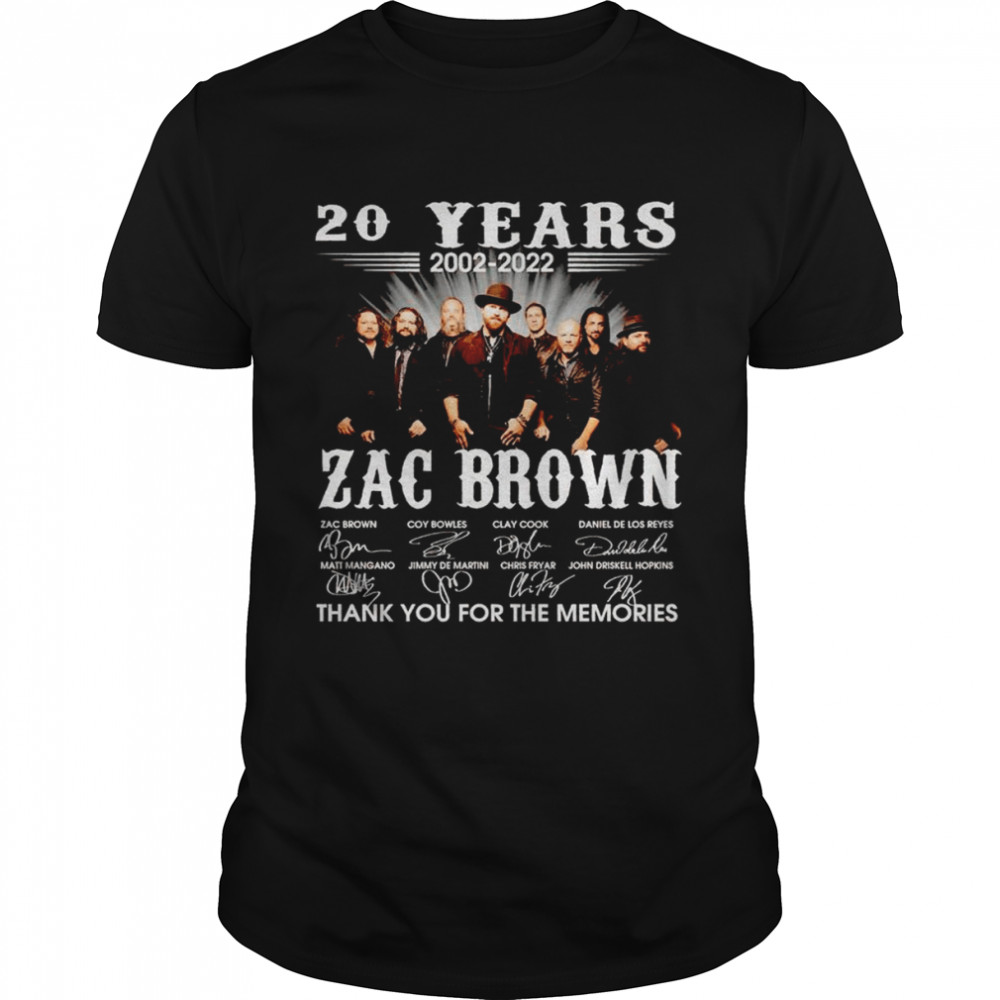 20 years 2002 2022 Zac Brown signatures thank you for the memories shirt