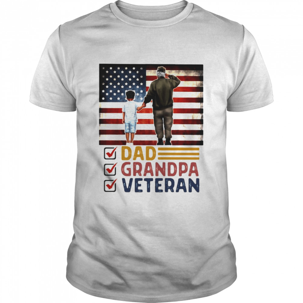 American Flag Dad Grandpa Veteran Shirt