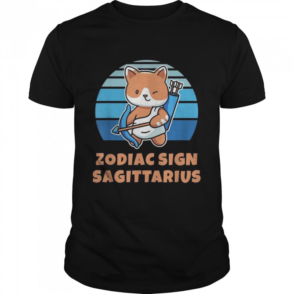 Zodiac Sign Sagittarius Cute Cat Design Shirt