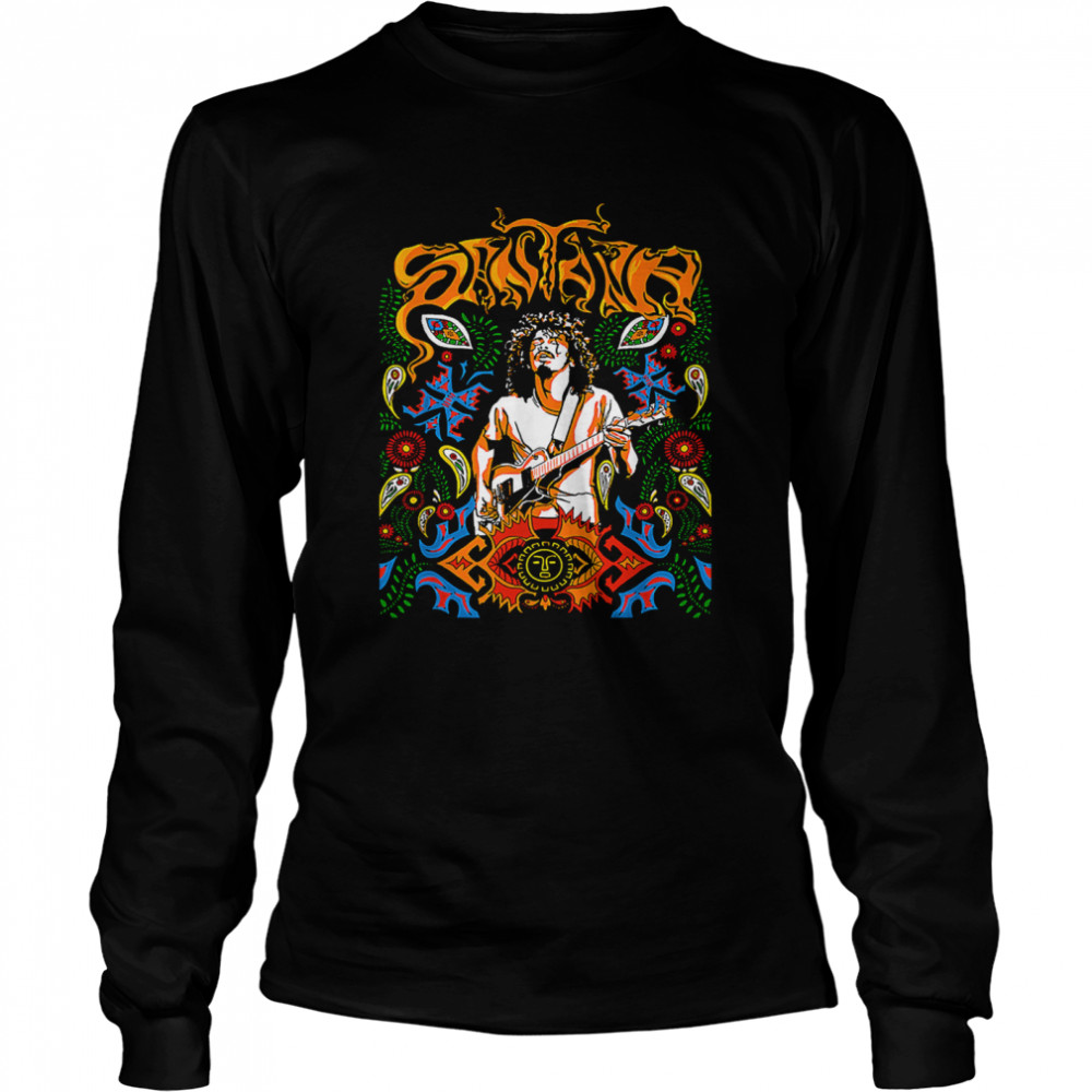 Vintage Carlo.s Singer Santa.na Guitar Music Gift For Fans T- Long Sleeved T-shirt
