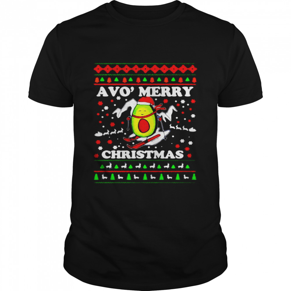 Avocado Snow Slide Merry Christmas T-shirt