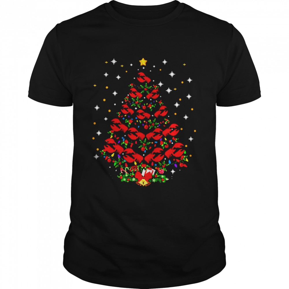 Crawfish pine tree merry christmas shirt