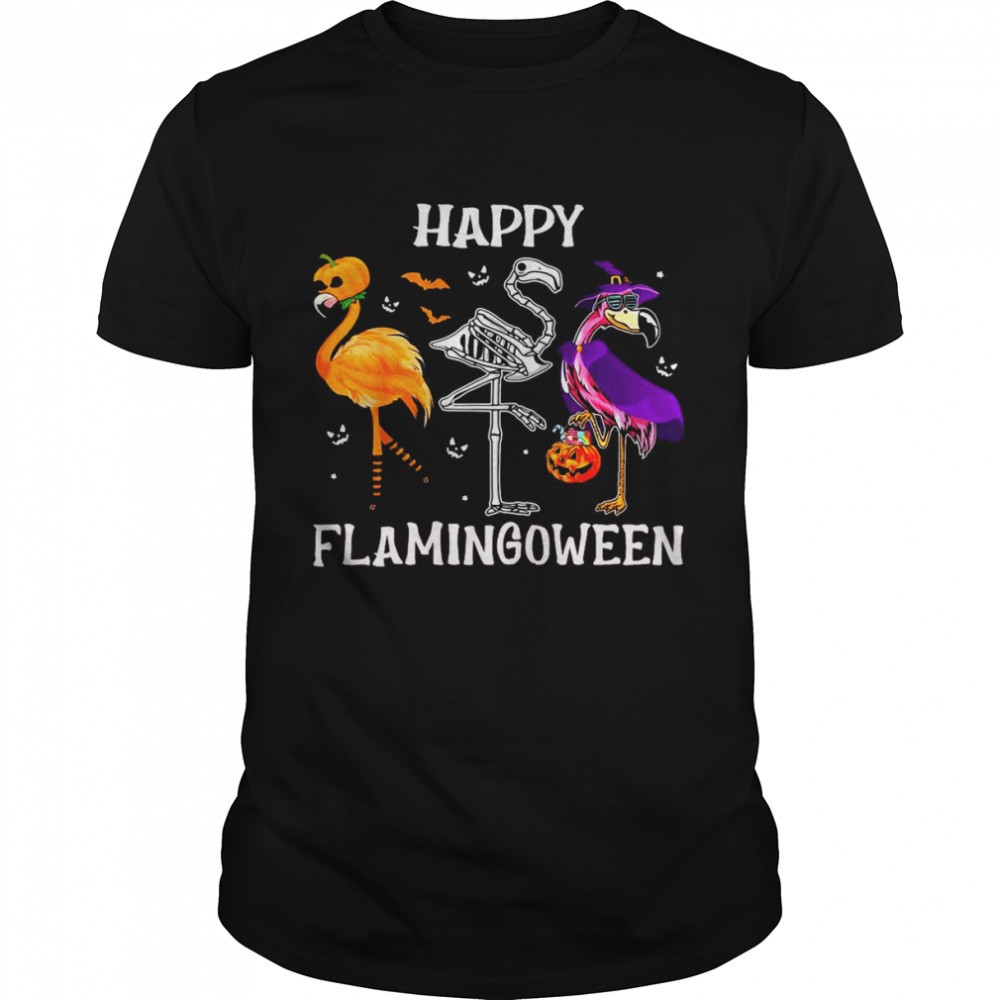 Flamingoween Halloween Flamingo Skeleton Costume T-shirt