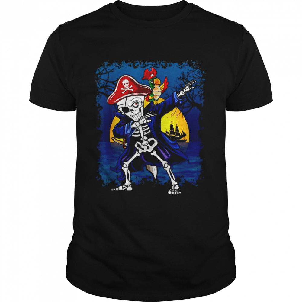 Halloween Dabbing Skeleton Jolly Roger Pirate Boys T-shirt