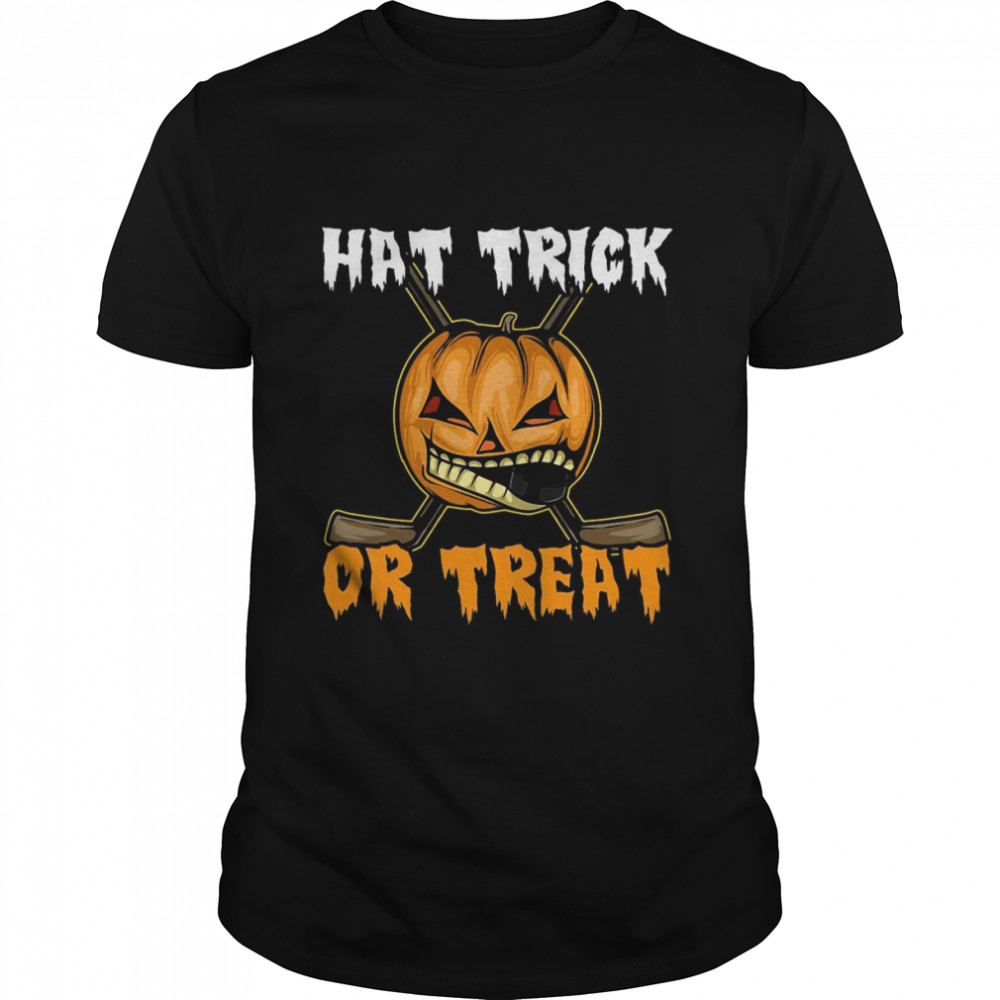 Hockey Halloween Hat Trick Or Treat T-shirt