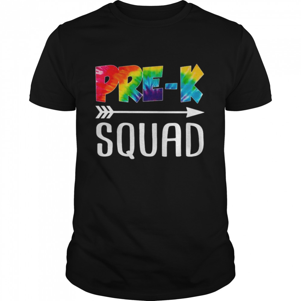Pre K Squad Tie Dye Style Rainbow shirt