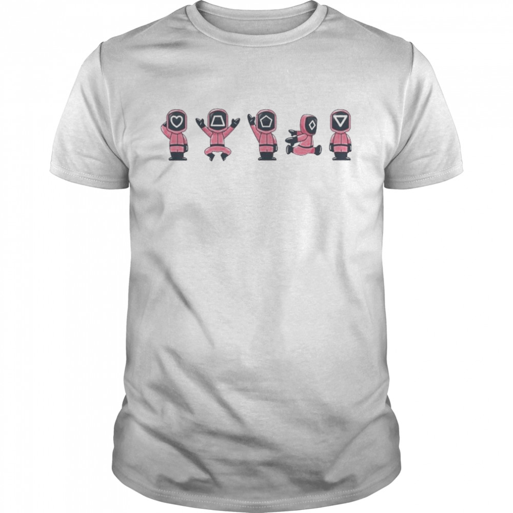 Squid game symbols pink guards shirt