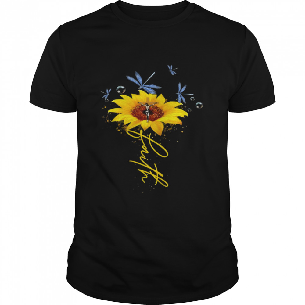 Sunflower Jesus Faith Butterfly Bubble shirt