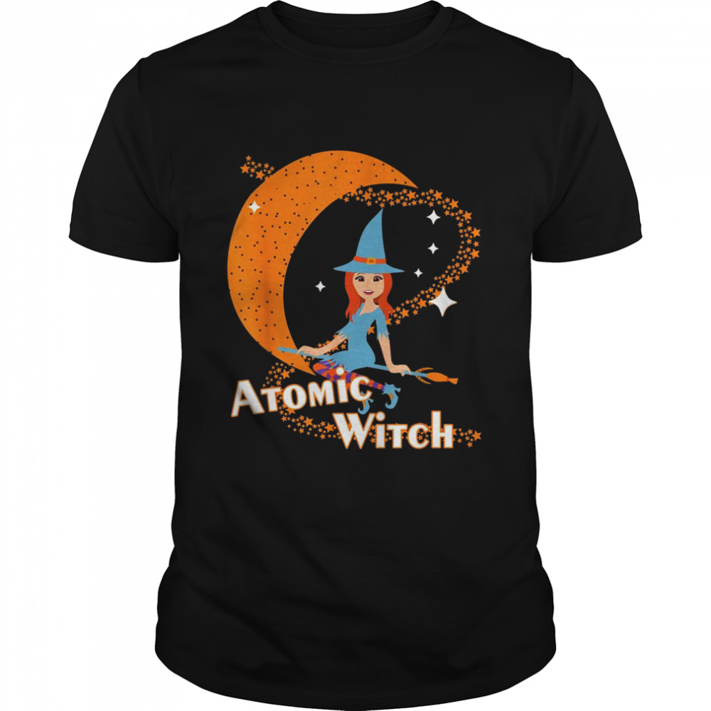 Atomic Witch Pinup Girl Retro Vintage Halloween Shirt