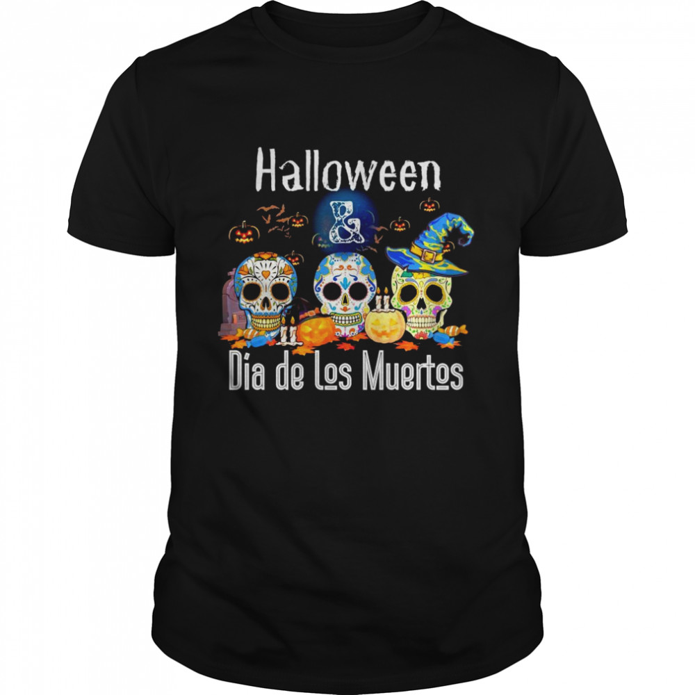Cool Halloween Day Of Dead Sugar Skull Spooky Pumpkins Shirt