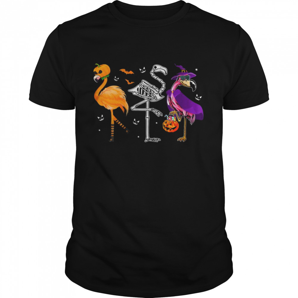 Flamingoween Halloween Flamingo Skeleton Costume Shirt